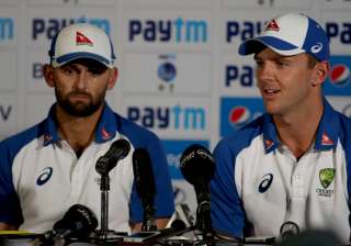 Nathan Lyon and Josh Hazlewood of Australia... Nathan Lyon and Josh Hazlewood of Australia...