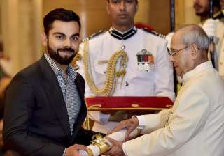 Virat Kohli receives Padma Shri award at... Virat Kohli receives Padma Shri award at...