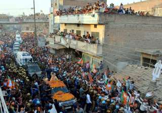 Prime Minister Narendra Modi during his road show... Prime Minister Narendra Modi during his road show...