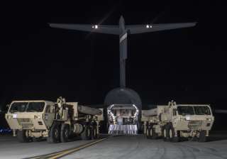 Trucks carrying US missile launchers at Osan air... Trucks carrying US missile launchers at Osan air...