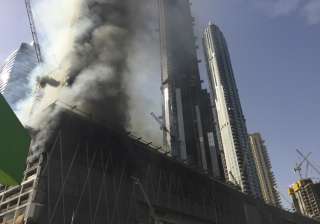 Fire at an under-construction tower in Dubai -... Fire at an under-construction tower in Dubai -...