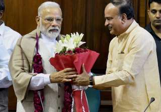 PM being greeted by Ananth Kumar to thank him for... PM being greeted by Ananth Kumar to thank him for...