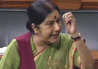 File pic of Sushma Swaraj speaking on the floor... File pic of Sushma Swaraj speaking on the floor...