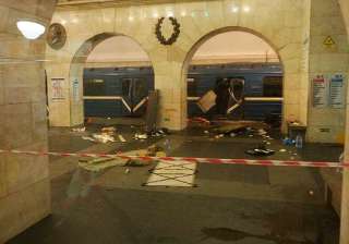 A subway train hit by an explosion in St... A subway train hit by an explosion in St...