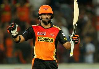 Yuvraj of SRH celebrates his fifty runs during... Yuvraj of SRH celebrates his fifty runs during...