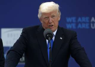 US President Donald Trump speaks at an event in... US President Donald Trump speaks at an event in...
