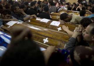 Relatives of Coptic Christians who were killed... Relatives of Coptic Christians who were killed...