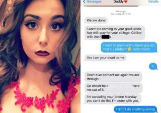 dad sends racist texts to daughter - India TV dad sends racist texts to daughter - India TV