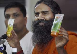 Ramdev displays Patanjali's products at its... Ramdev displays Patanjali's products at its...