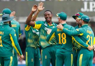 Kagiso Rabada celebrates one of his three... Kagiso Rabada celebrates one of his three...