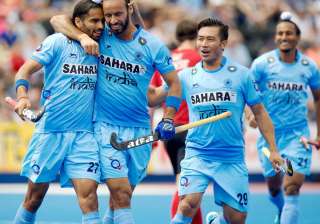 Indian hockey team wear black arm bands to... Indian hockey team wear black arm bands to...
