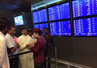 Passengers of cancelled flights wait at Dohar... Passengers of cancelled flights wait at Dohar...