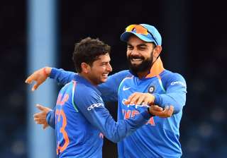 Virat Kohli and Kuldeep Yadav celebrate a... Virat Kohli and Kuldeep Yadav celebrate a...