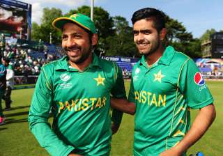 Sarfraz Ahmed celebrates with Babar Azam after... Sarfraz Ahmed celebrates with Babar Azam after...