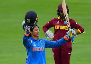 Smriti Mandhana celebrates her century during the... Smriti Mandhana celebrates her century during the...