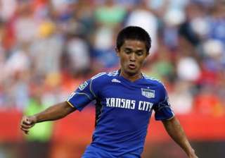 Sunil Chhetri controls the ball during the game -... Sunil Chhetri controls the ball during the game -...
