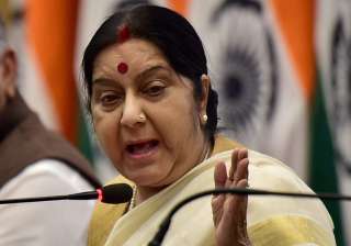 Sushma Swaraj during the MEA's annual press... Sushma Swaraj during the MEA's annual press...
