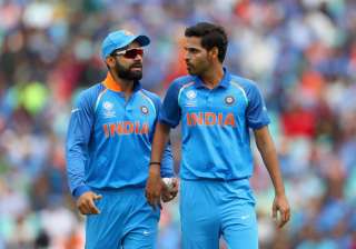 Virat Kohli and Bhuvneshwar Kumar of India chat... Virat Kohli and Bhuvneshwar Kumar of India chat...