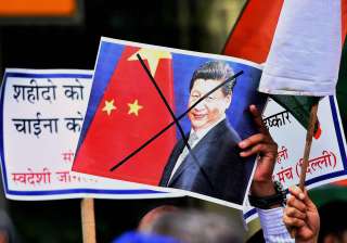 Protest against China near Chinese embassy in New... Protest against China near Chinese embassy in New...