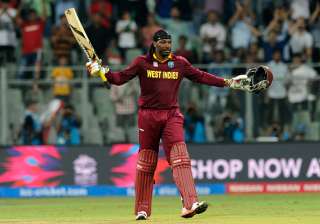 Chris Gayle of the West Indies celebrates his... Chris Gayle of the West Indies celebrates his...
