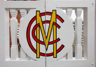Close-up of the MCC gate at the Pavilion end of... Close-up of the MCC gate at the Pavilion end of...
