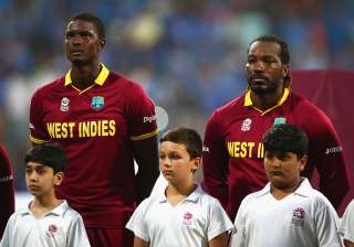 Jason Holder and Chris Gayle of the West Indies... Jason Holder and Chris Gayle of the West Indies...