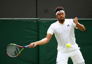 Jo-Wilfried Tsonga of France plays a forehand -... Jo-Wilfried Tsonga of France plays a forehand -...