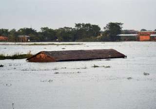 An inundated village at Suprakandhi in flood-hit... An inundated village at Suprakandhi in flood-hit...