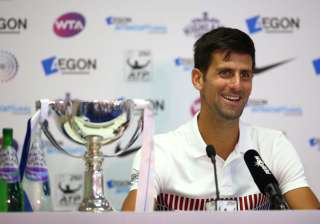 Novak Djokovic of Serbia chats to media after... Novak Djokovic of Serbia chats to media after...