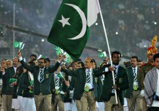 Pakistan athletes march during the opening... Pakistan athletes march during the opening...