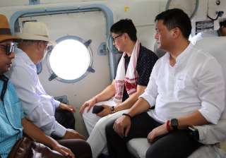 Kiren Rijiju, Pema Khandu undertake aerial survey... Kiren Rijiju, Pema Khandu undertake aerial survey...