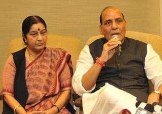 File pic of Sushma Swaraj and Rajnath Singh -... File pic of Sushma Swaraj and Rajnath Singh -...