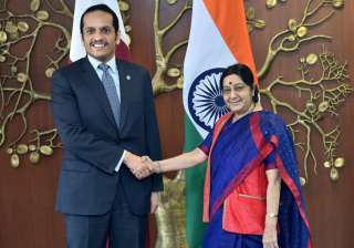 Sushma Swaraj greets Qatar's Foreign Affairs... Sushma Swaraj greets Qatar's Foreign Affairs...