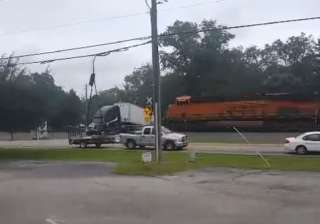 train crash trailer truck train crash trailer truck