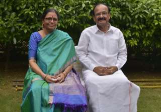 M Venkiah Naidu with his wife at his residence in... M Venkiah Naidu with his wife at his residence in...