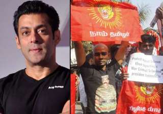 tamilians protest against salman khan for... tamilians protest against salman khan for...