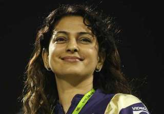 juhi chawla heads to jagannath temple after ipl... juhi chawla heads to jagannath temple after ipl...