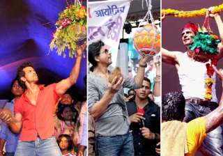 shah rukh hrithik arjun at dahi handi celebration... shah rukh hrithik arjun at dahi handi celebration...