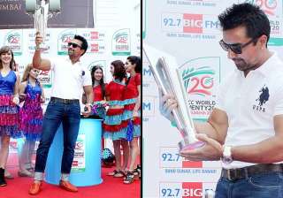 ajaz khan unveils t20 world cup trophy - India TV ajaz khan unveils t20 world cup trophy - India TV