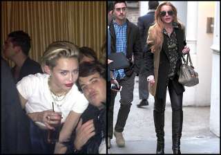 miley lindsay party together - India TV miley lindsay party together - India TV