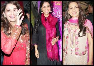 bollywood celebs go pink at gulab gang special... bollywood celebs go pink at gulab gang special...