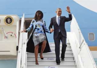 michelle obama arrives in indian american... michelle obama arrives in indian american...