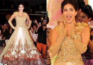 sunny leone turns golden beauty for designer... sunny leone turns golden beauty for designer...