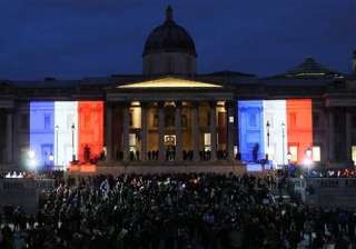 london lights up in french tricolour to mark... london lights up in french tricolour to mark...