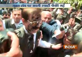 black ink thrown at sahara owner subrata roy sc... black ink thrown at sahara owner subrata roy sc...