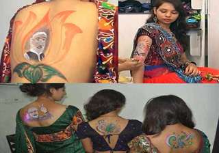 girls go for narendra modi tattoos during garba... girls go for narendra modi tattoos during garba...