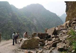 landslide on the route to badrinath strands over... landslide on the route to badrinath strands over...