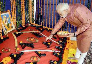 on vijaya dashami modi performs shastra pooja... on vijaya dashami modi performs shastra pooja...