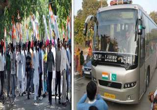 youth congress activists try to stop delhi lahore... youth congress activists try to stop delhi lahore...