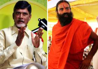 chandrababu pledges support to ramdev to fight... chandrababu pledges support to ramdev to fight...
